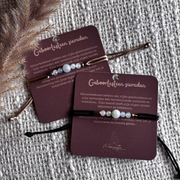 Geboortesteen armband maart